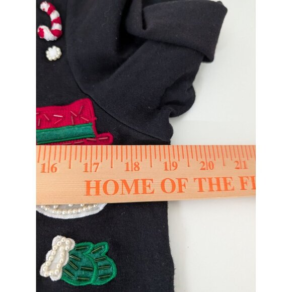 Just B Not So Ugly Christmas Cardigan Womens Size Small Black Beaded Santa - Picture 10 of 11